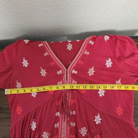 Free People Red Embroidered Stargazer Tunic Dress - Picture 7 of 9